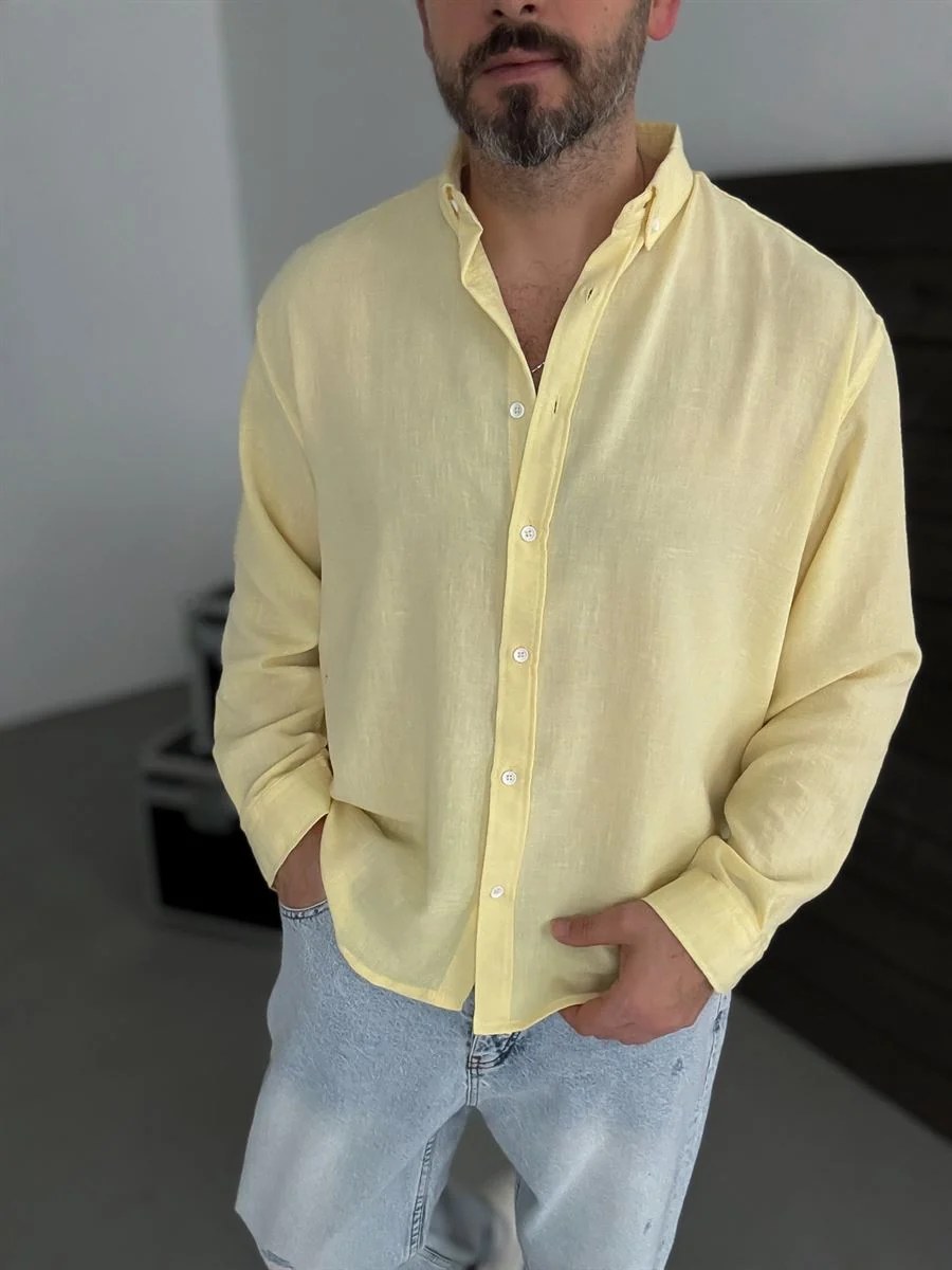 Pure Linen Yellow Shirt