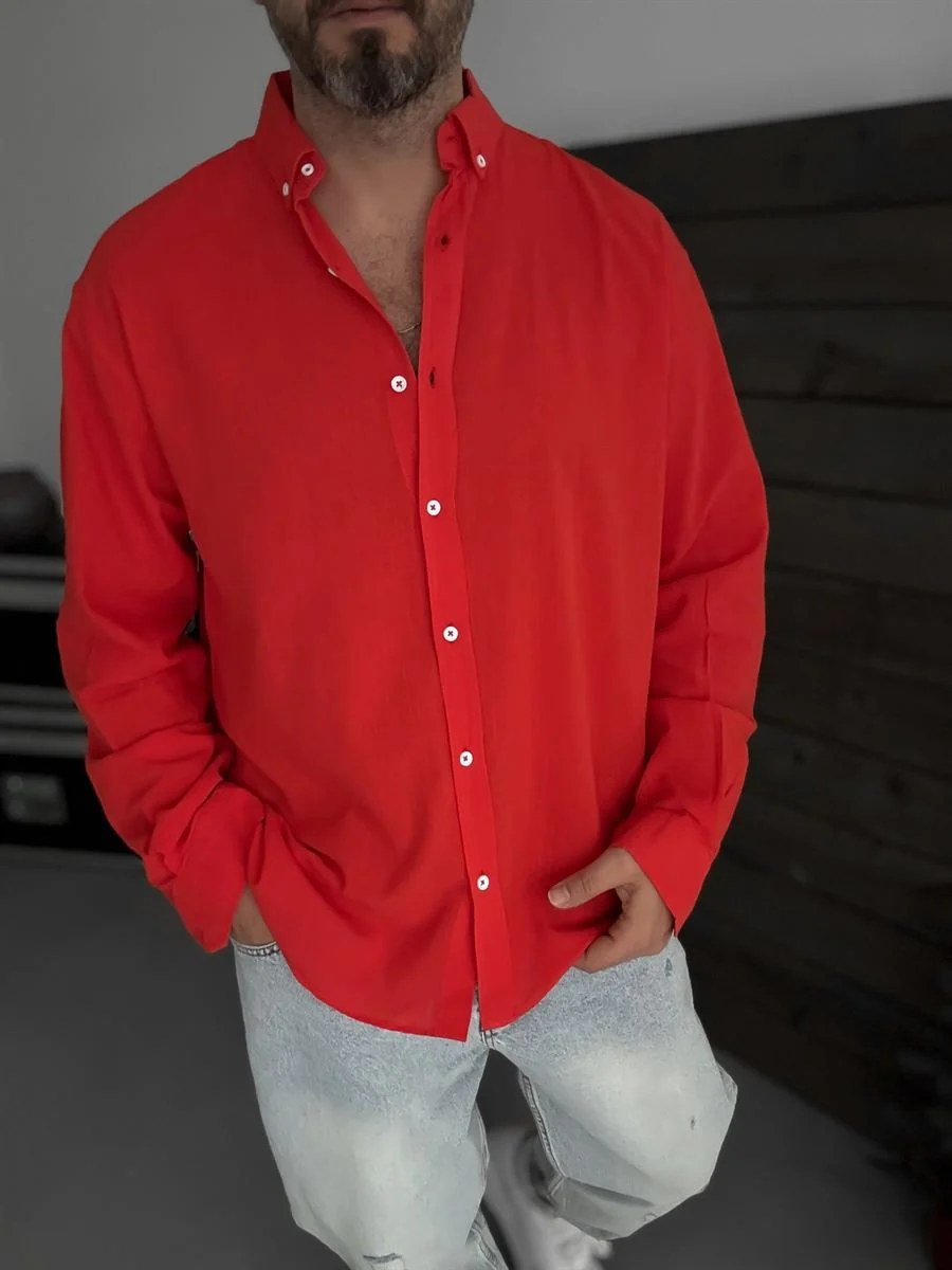 Pure Linen Red Shirt