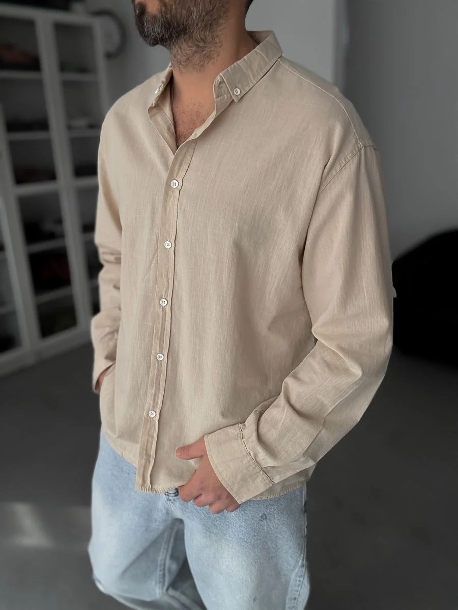 Pure Linen Beige Shirt