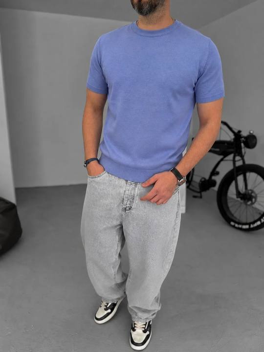 Dark Purple Crewneck Knitted Tee