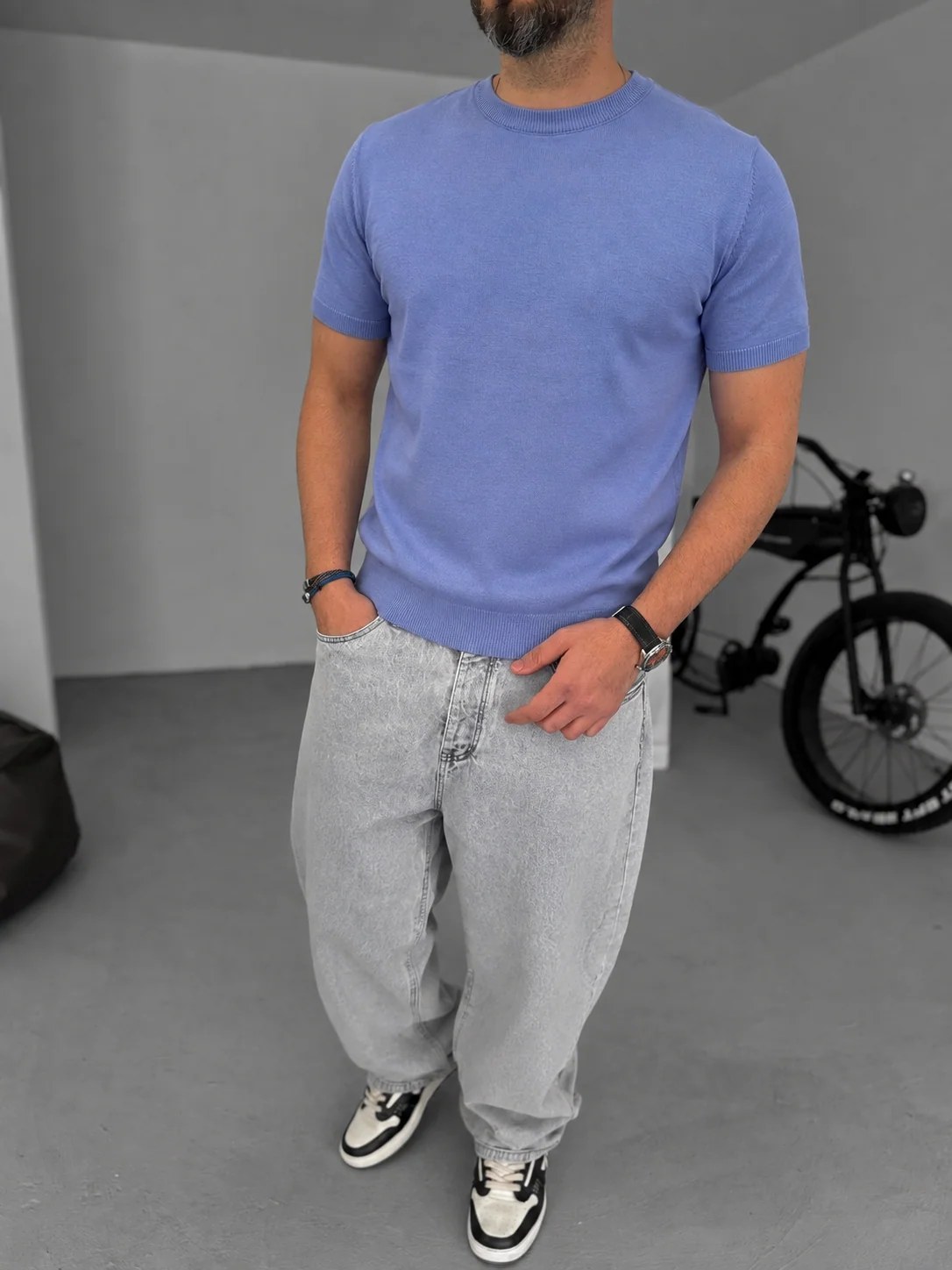 Dark Purple Crewneck Knitted Tee