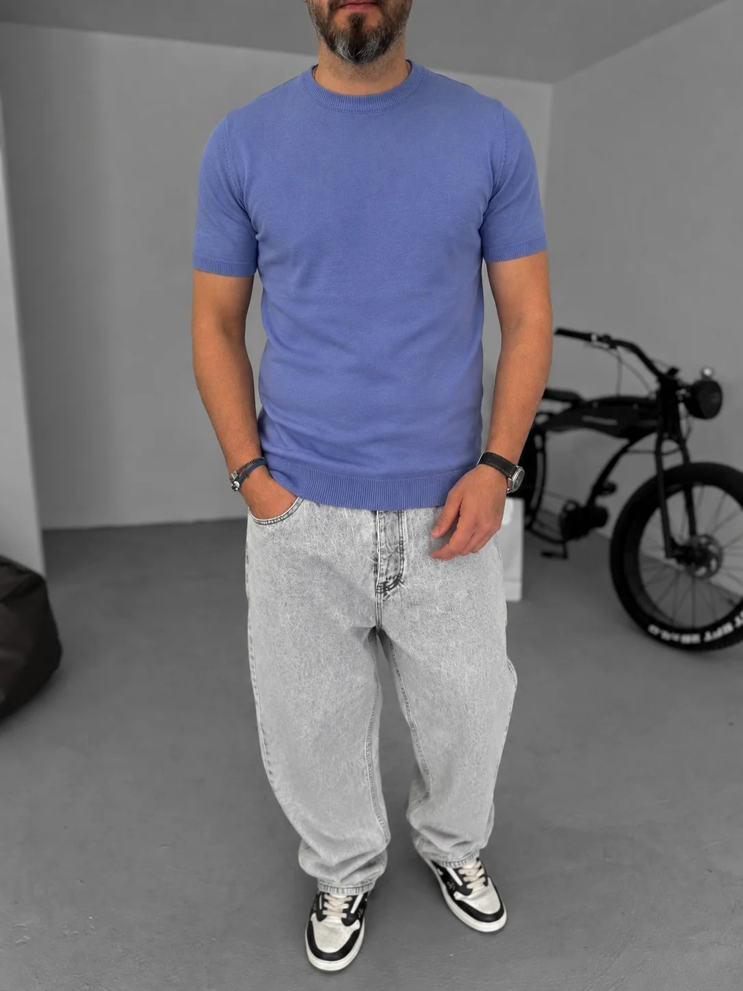 Dark Purple Crewneck Knitted Tee