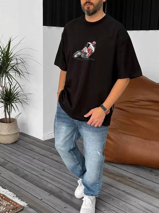 Black "Racing" Printed Oversize T-Shirt