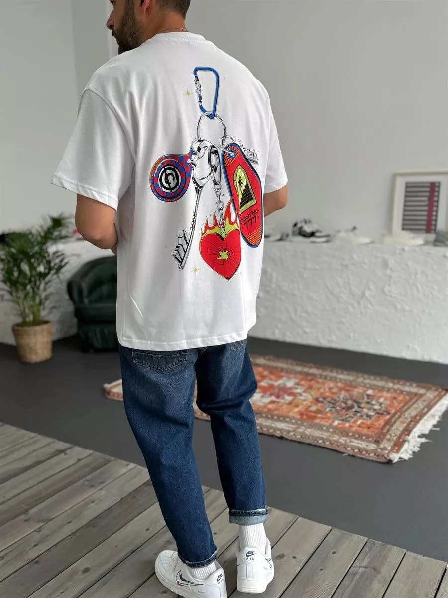 White "777" Printed Oversize T-Shirt