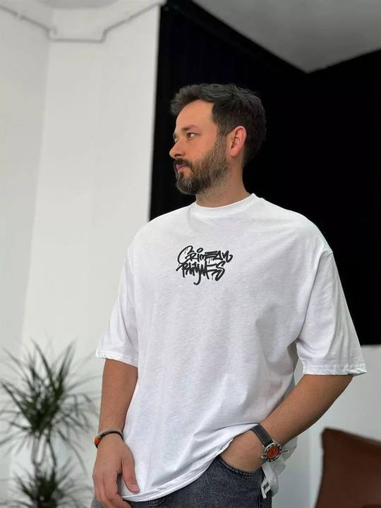 White "Crime" Printed Oversize T-Shirt
