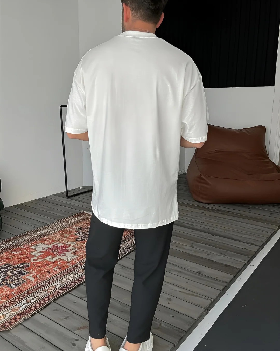 White "Racing" Printed Oversize T-Shirt