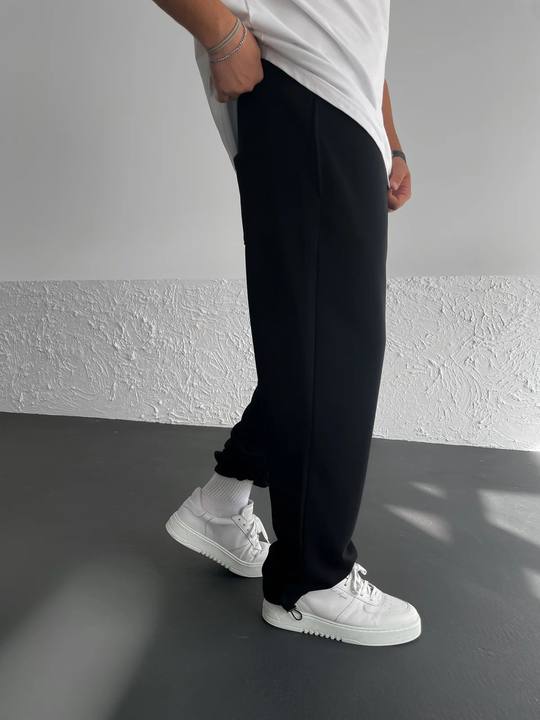 Black "Essence" Printed Summer Sweatpants