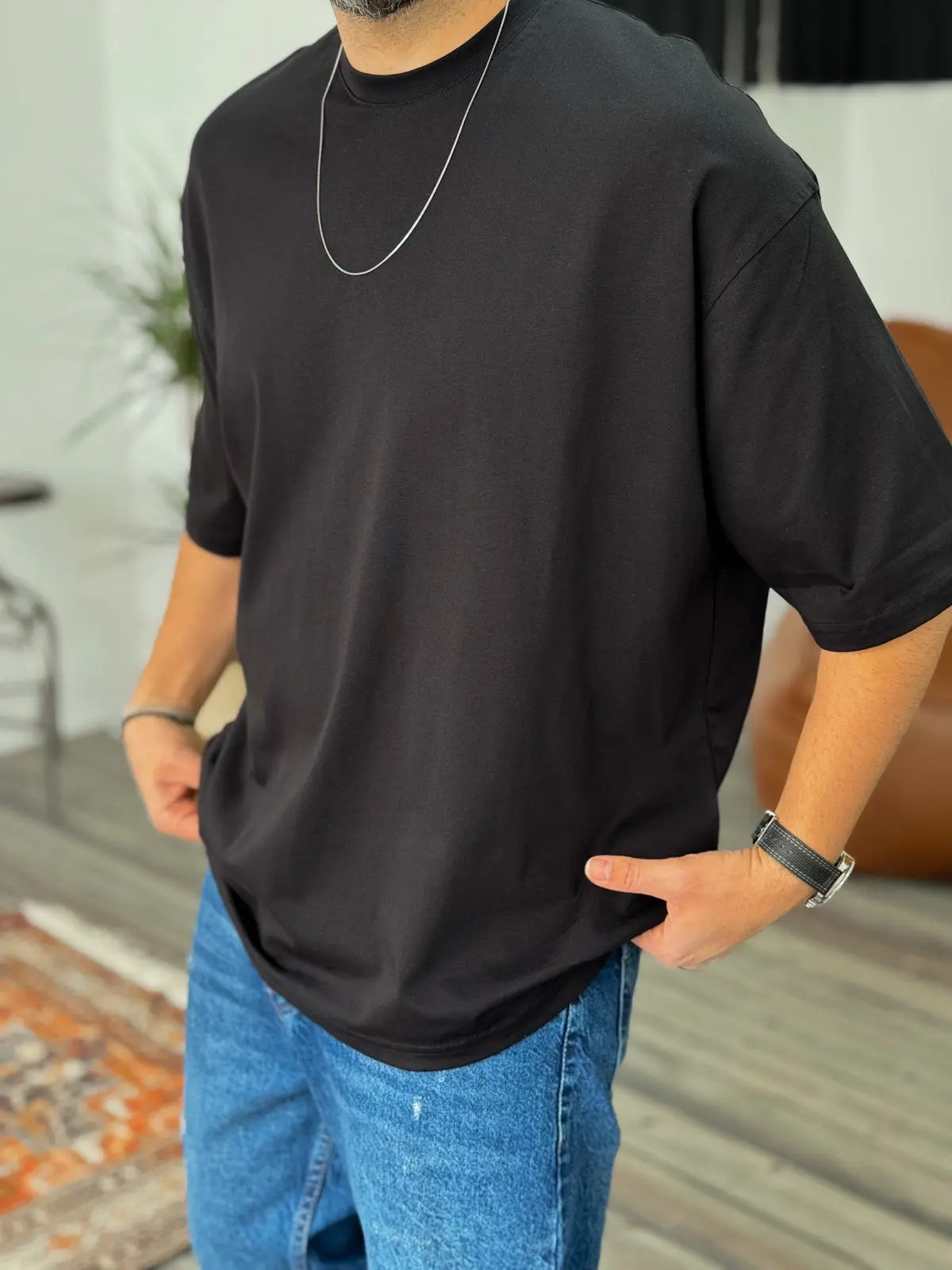 Premium Black Basic Oversize T-Shirt