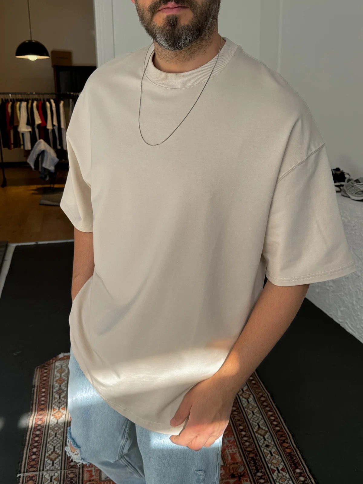 Premium Beige Basic Oversize T-Shirt