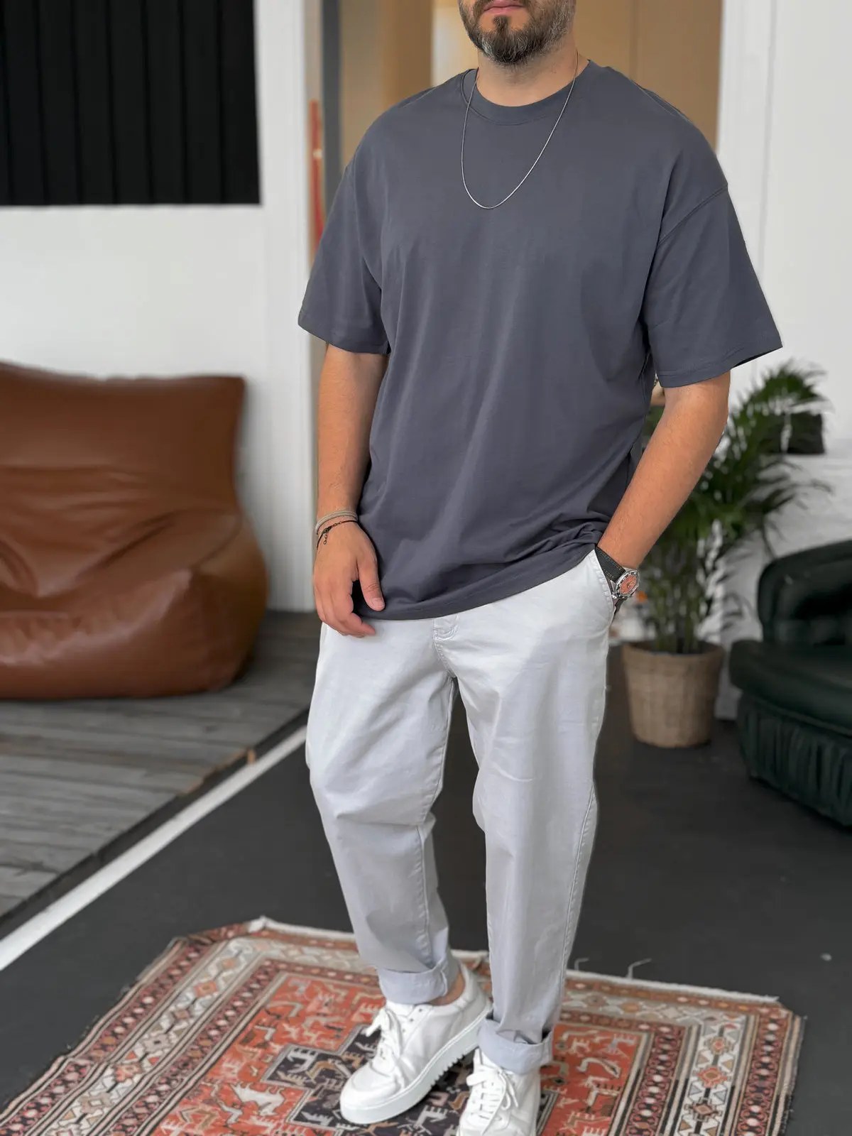 Premium Smoked Basic Oversize T-Shirt