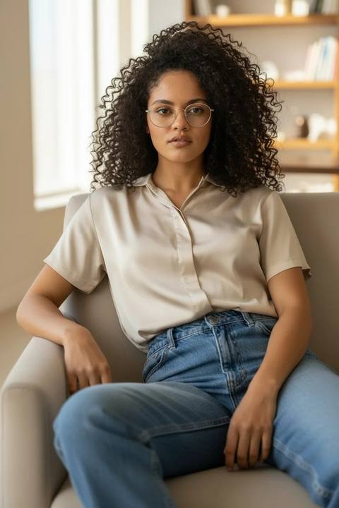 Beige Shine On Satin Blouse