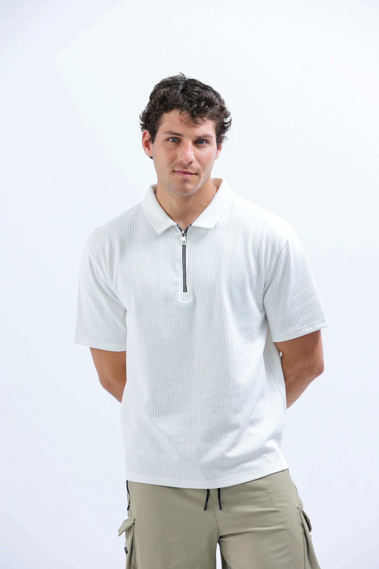 White Horizon Half-Zip Polo