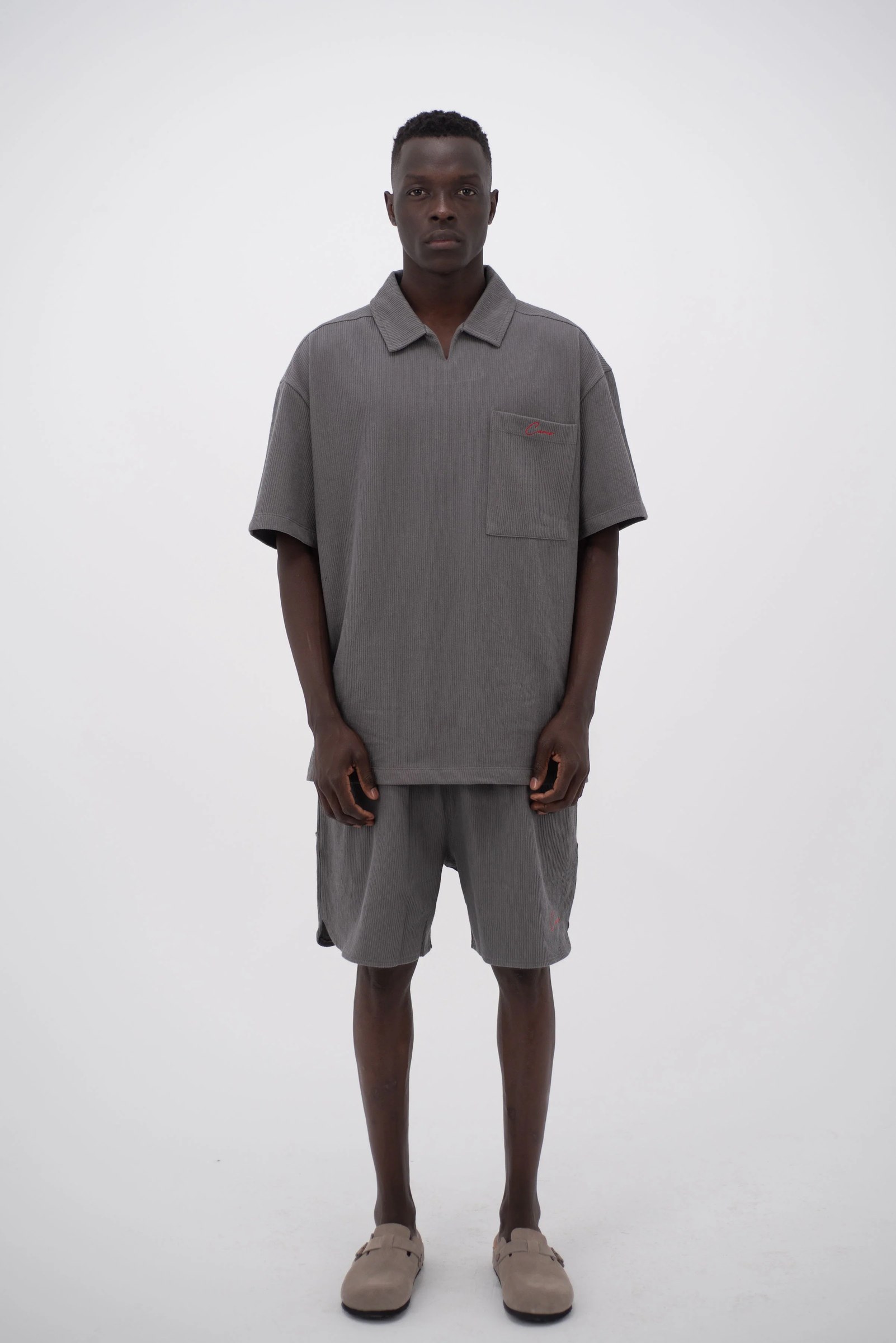 Charcoal Grey Co-Ord Polo Set