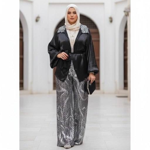 Organza Blouse Embroidered Pants Suit