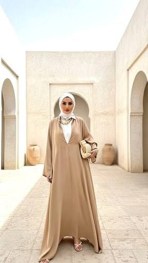 Gold Striped Cotton Abaya