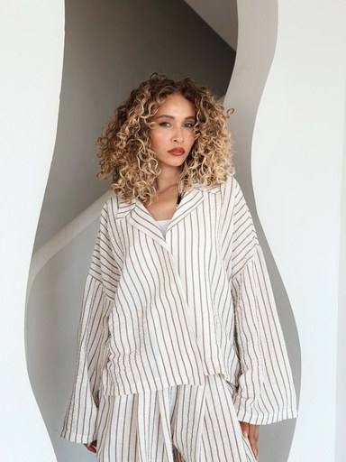 Casual Striped Linen Suit