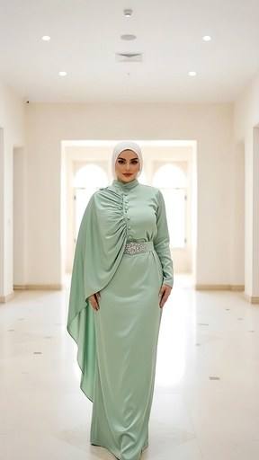 Scarf Blouse Satin Skirt Suit