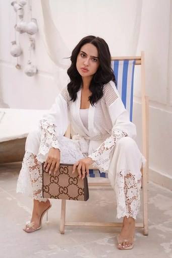 Guipure Cutwork Cardigan Suit