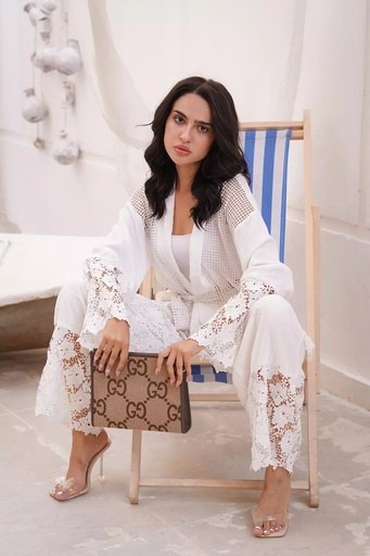 Guipure Cutwork Cardigan Suit