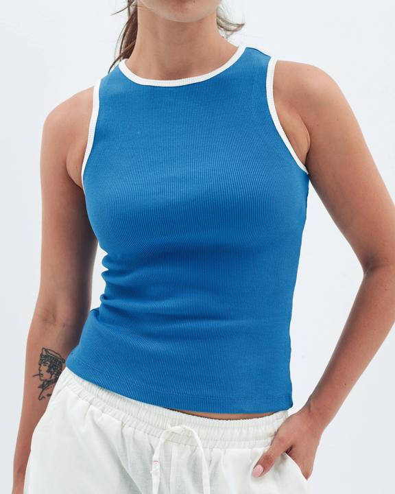 Blue x White Edge Crewneck Top Basic