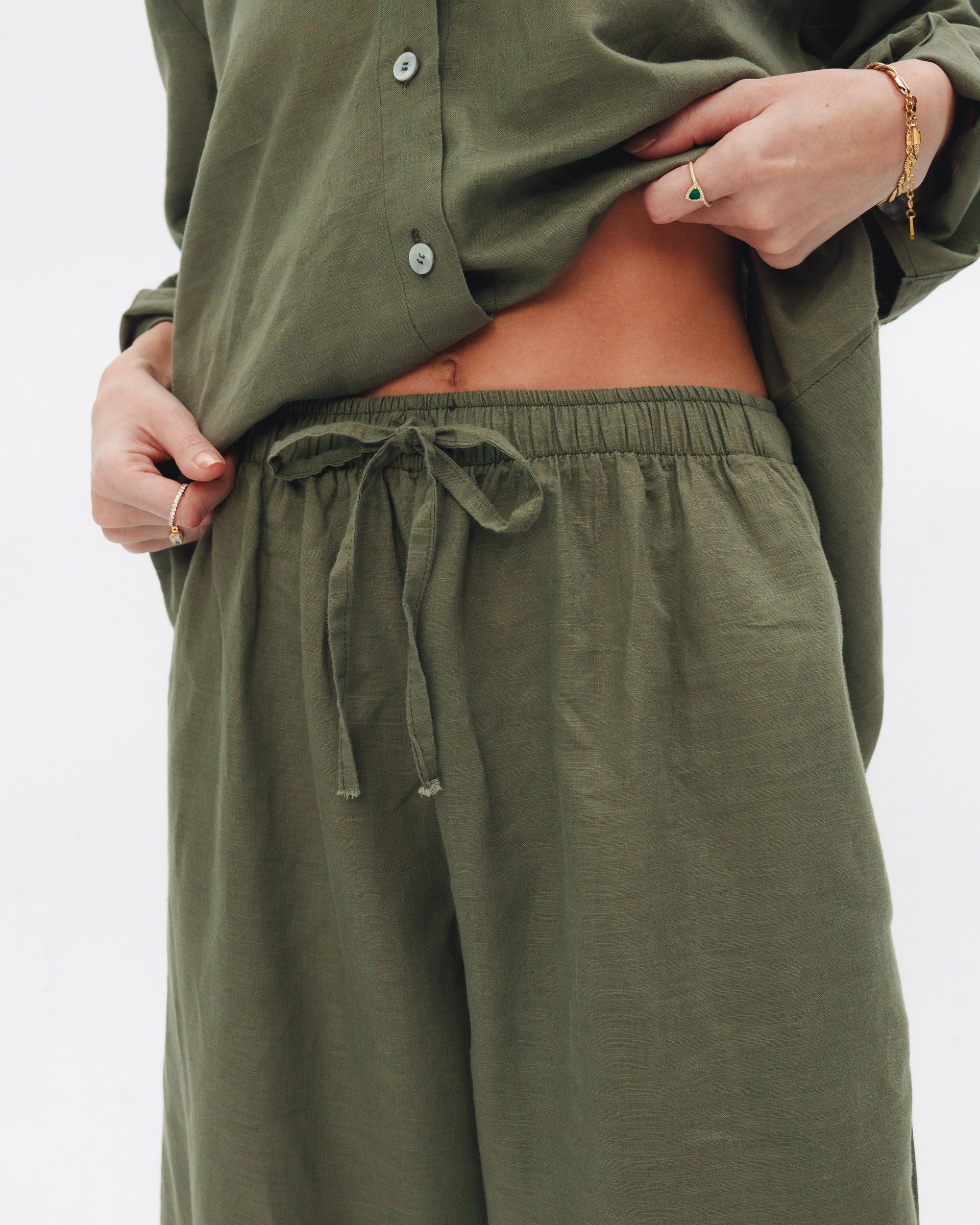 Olive Linen Pants