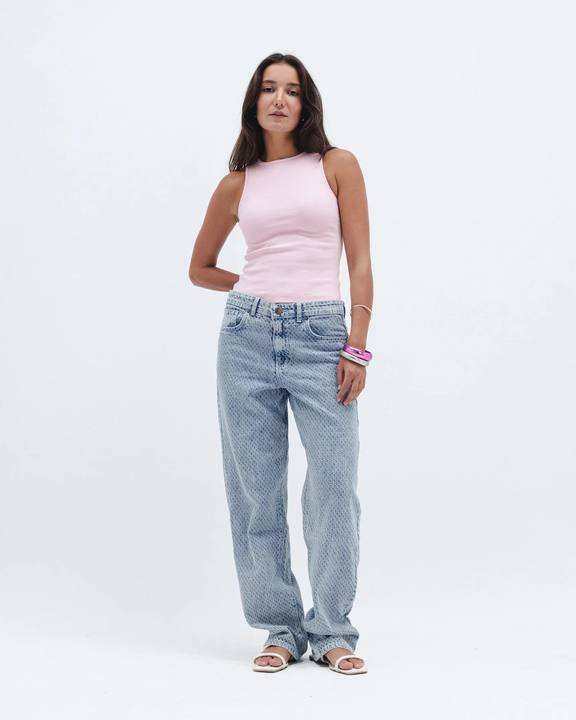 Baby Pink Ribbed Crewneck Top