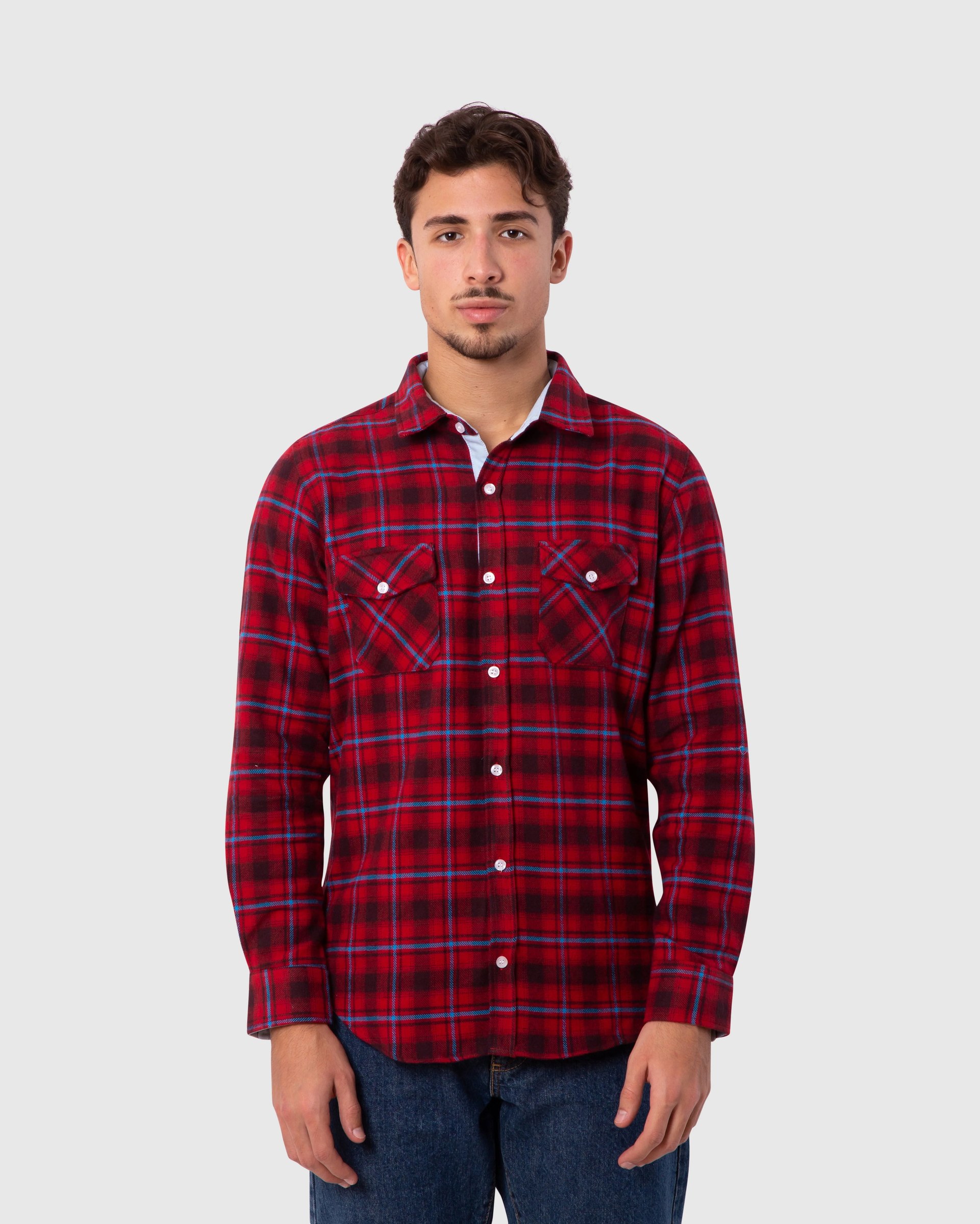 Men's Flannel Dress Shirt Red