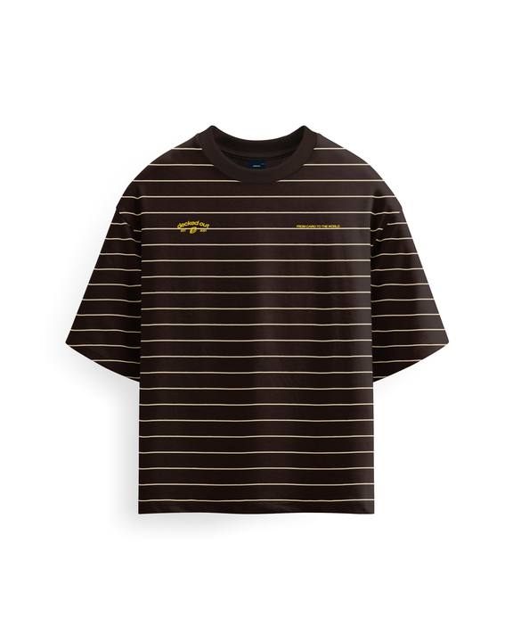 Cairo Striped Tee in Brown