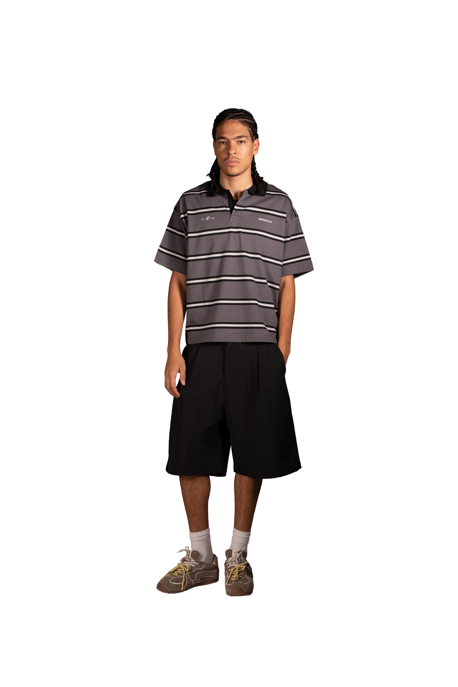 Cairo Striped Polo in Grey