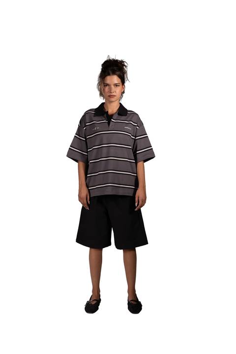 Cairo Striped Polo in Grey