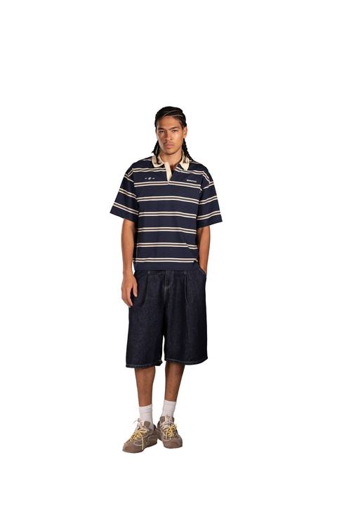 Cairo Striped Polo in Navy