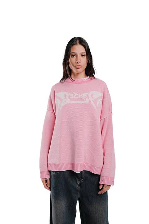 Spiked knit sweater in pink