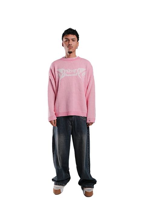 Spiked knit sweater in pink