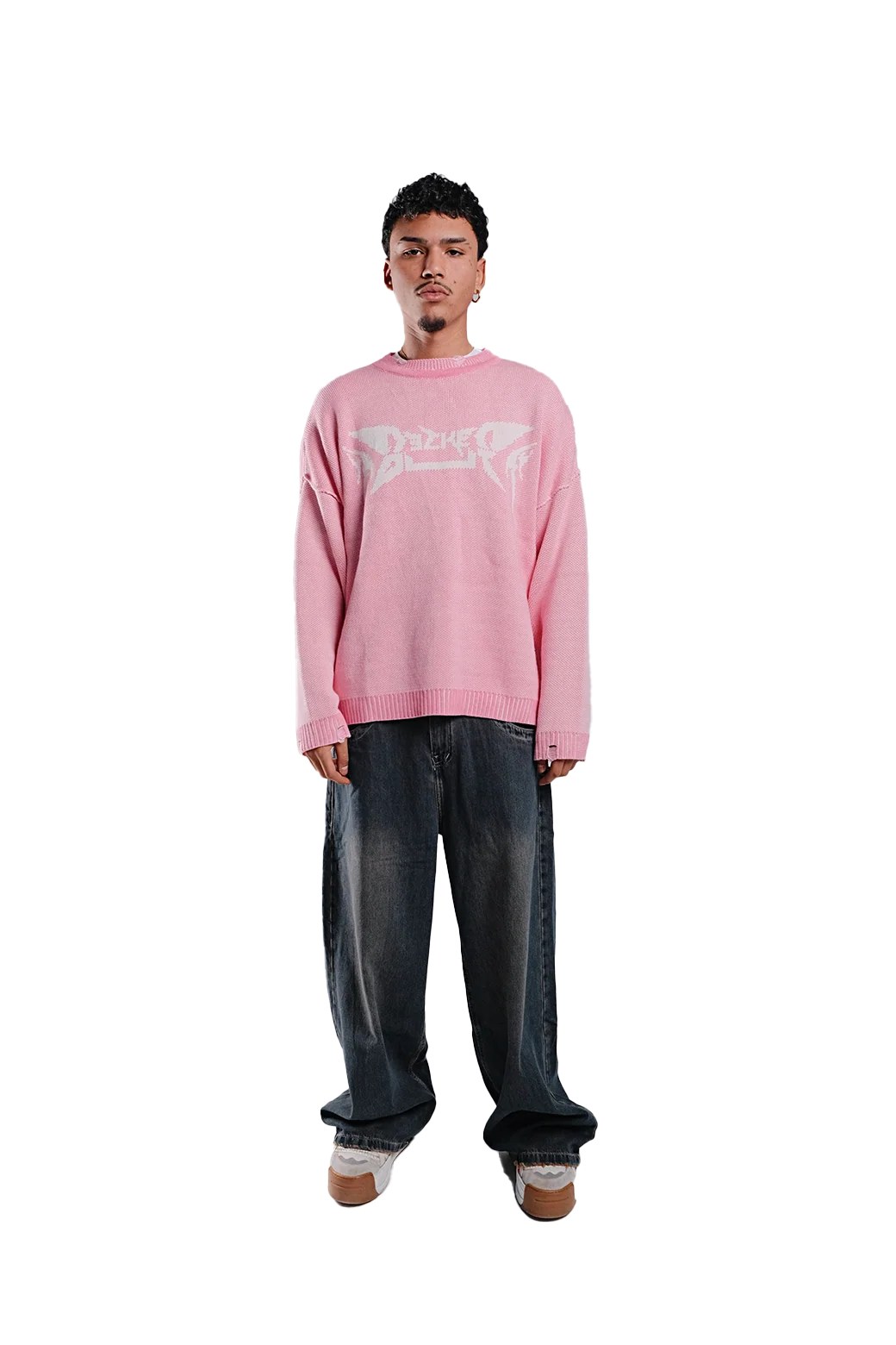 Spiked knit sweater in pink