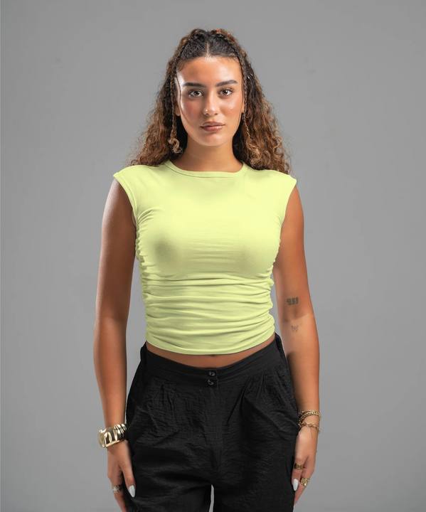 Scrunch side butter yellow top