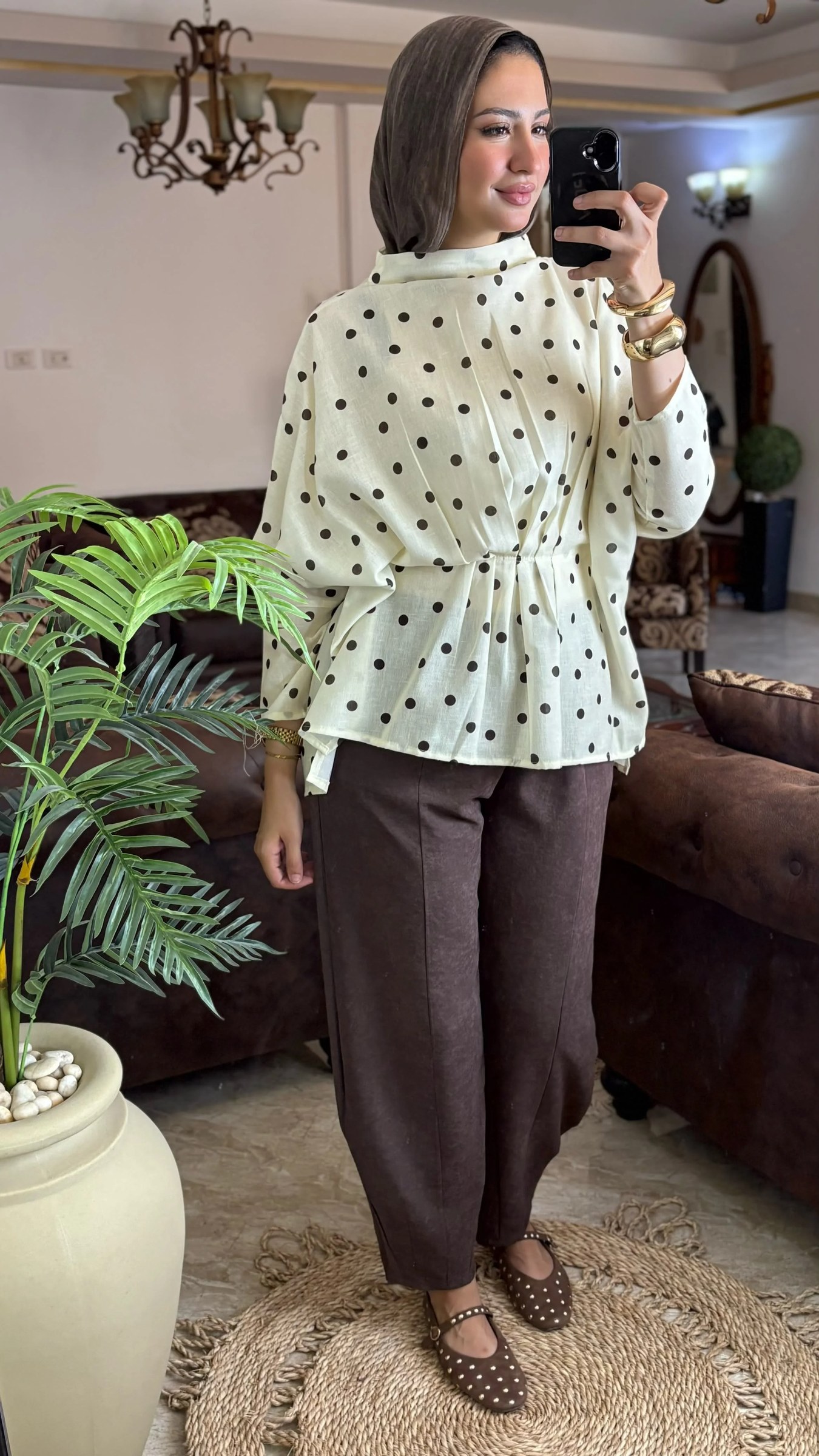 Polkadot linen top
