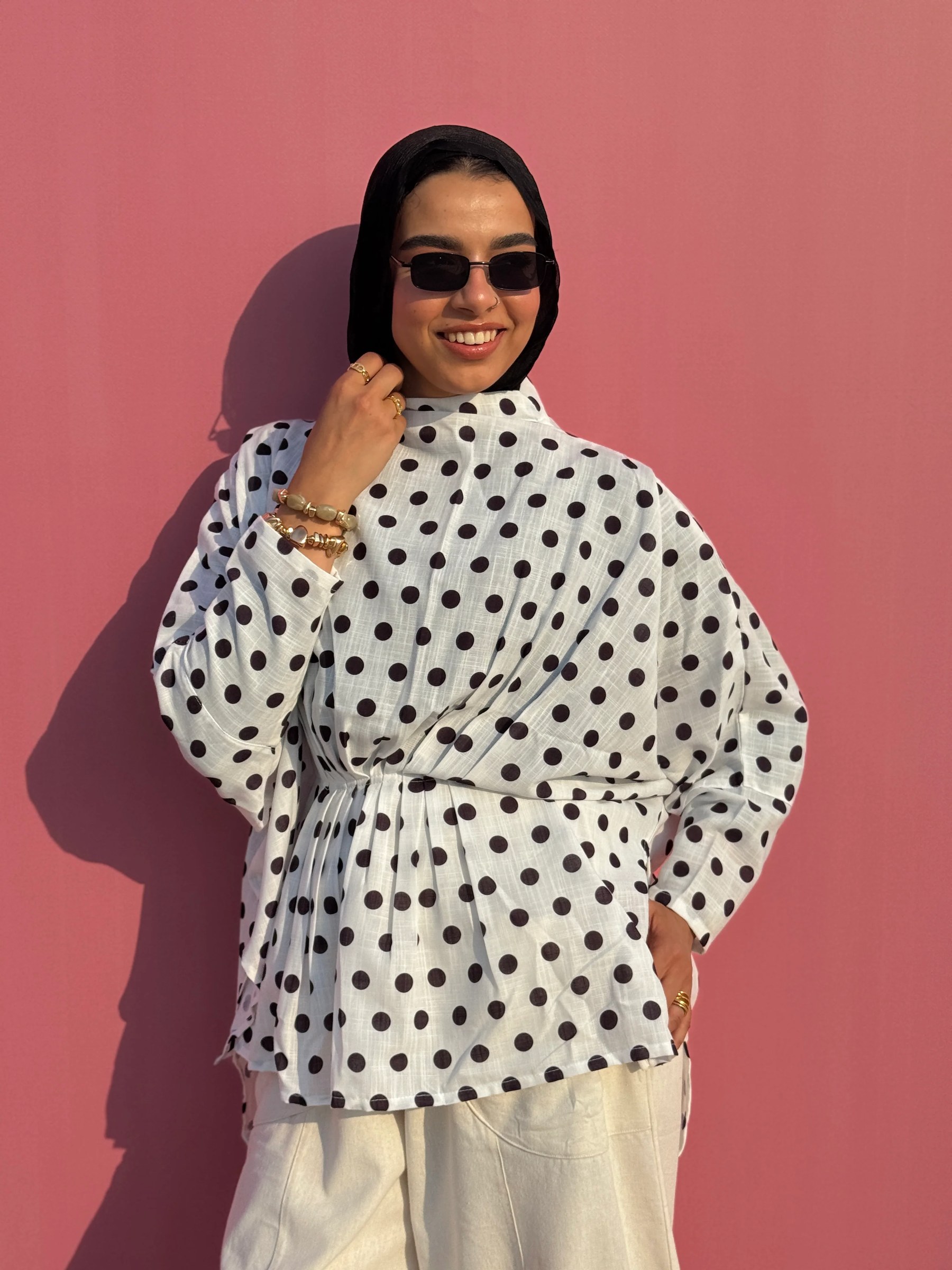 Polkadot linen top