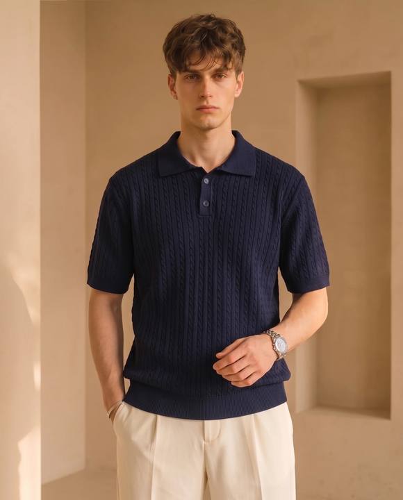 jacar knitted polo dark blue