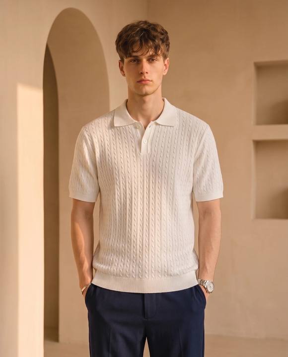 jacar knitted polo white