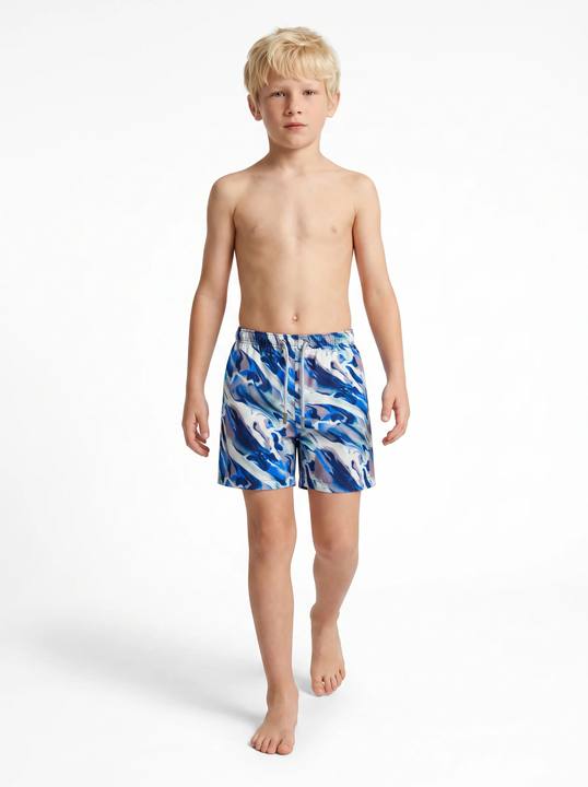 OCEAN CURRENT ABSTRACT PRINT KIDS SWIM SHORTS S27