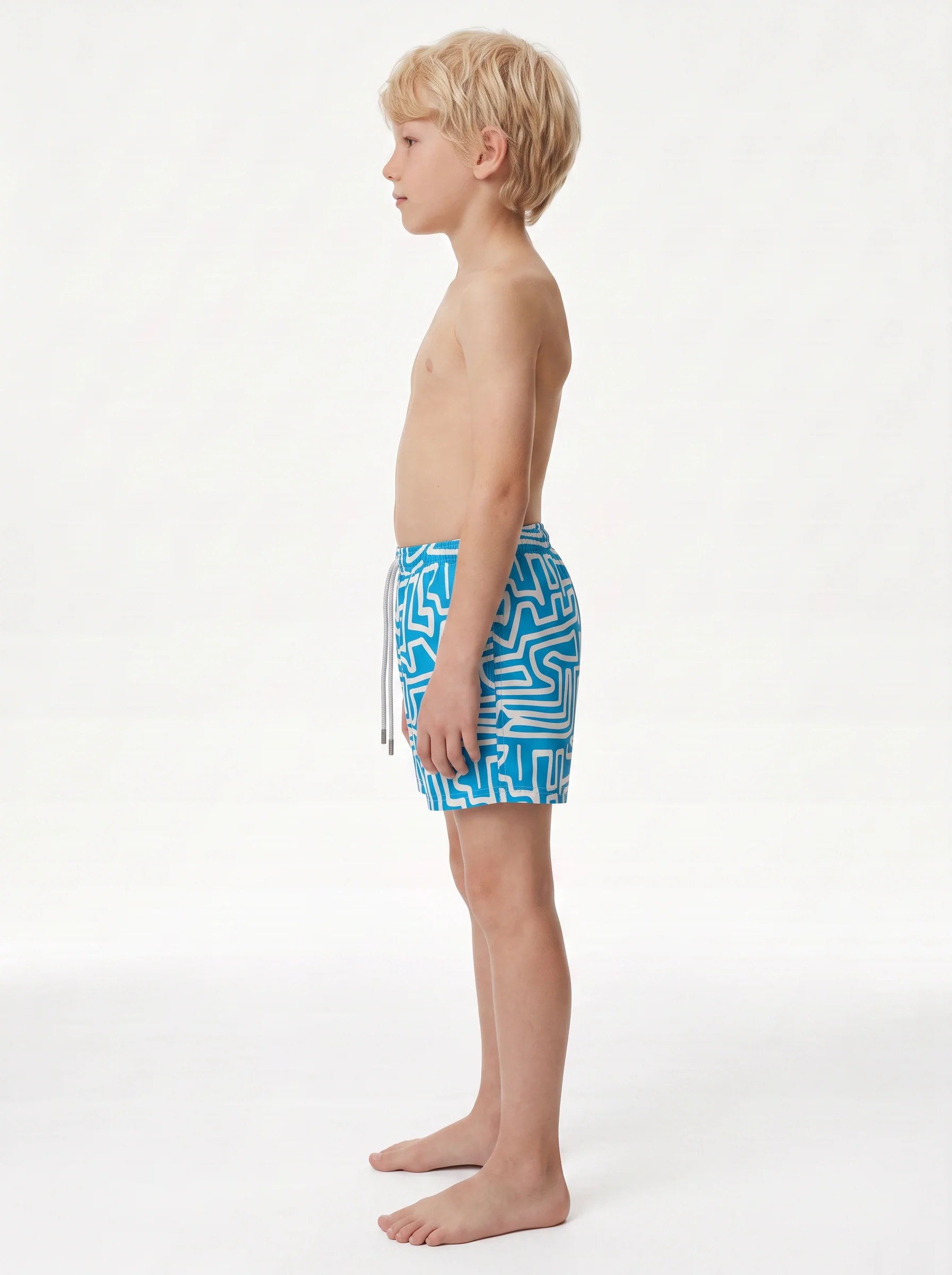 AZURE MAZE GRAPHIC PRINT KIDS SWIM SHORTS S27