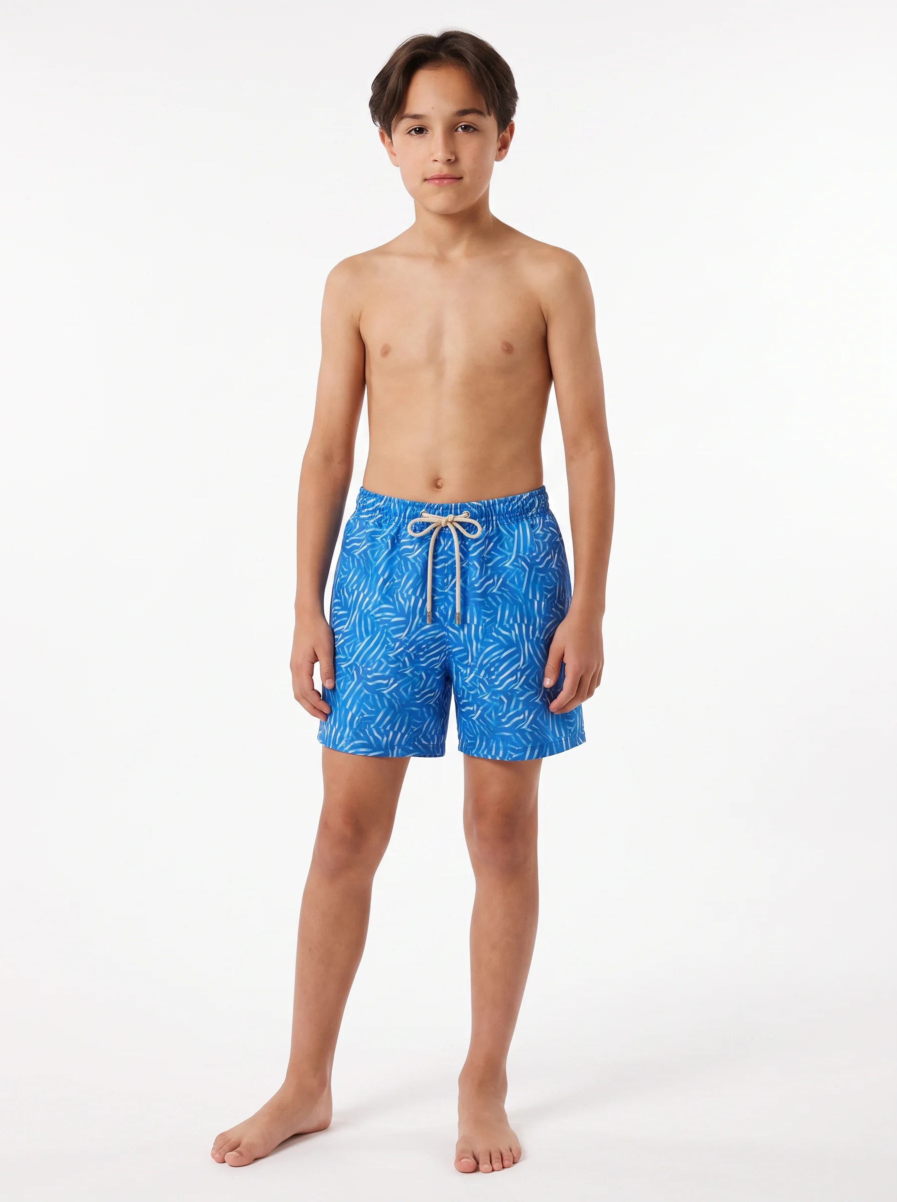AZURE PALM SHADOW PRINT KIDS SWIM SHORTS S27