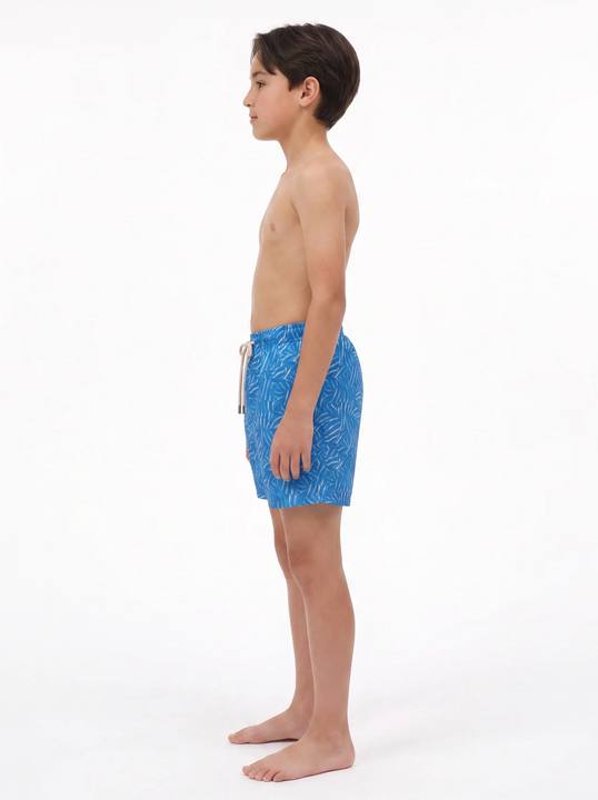 AZURE PALM SHADOW PRINT KIDS SWIM SHORTS S27