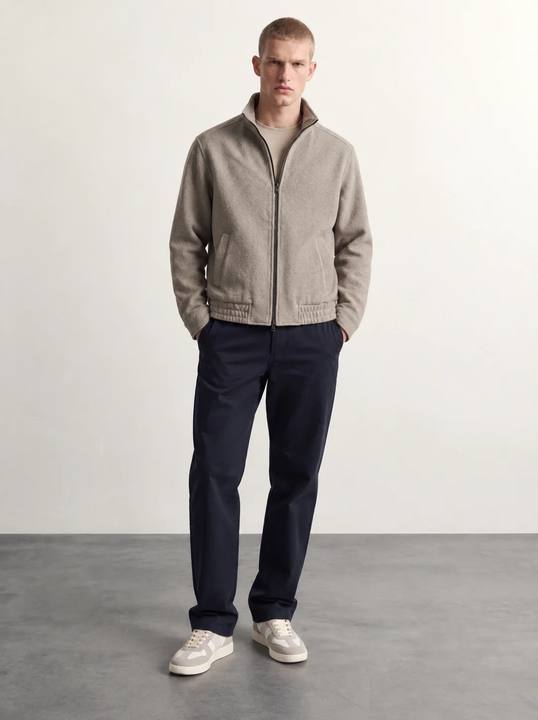 CAFE MELANGE WOOL ZIP-UP JACKET W27N