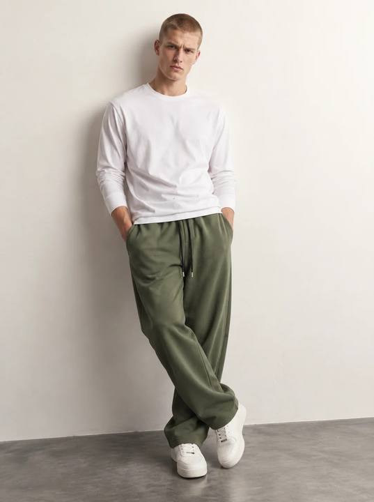 OLIVE STRAIGHT-LEG DRAWSTRING SWEATPANTS W27N