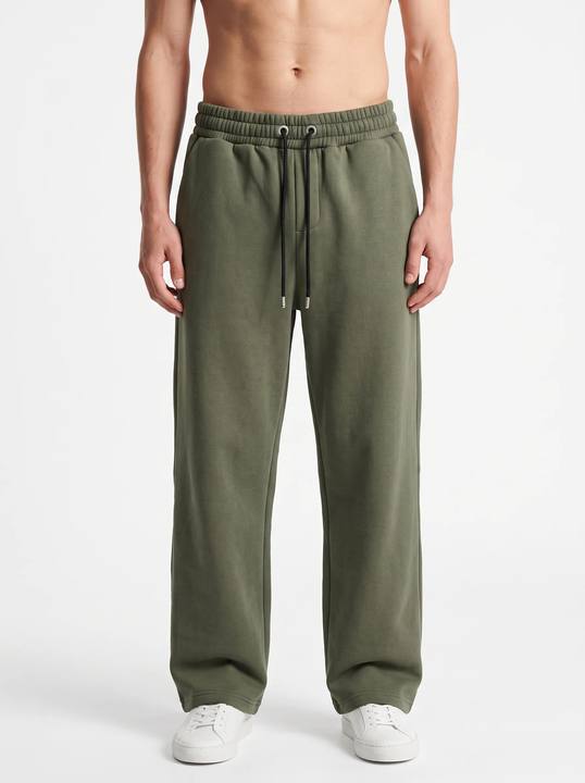 OLIVE STRAIGHT-LEG DRAWSTRING SWEATPANTS W27N