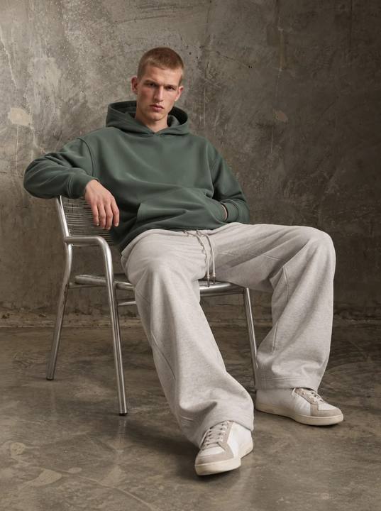 LIGHT GREY WIDE-LEG DRAWSTRING SWEATPANTS W27N