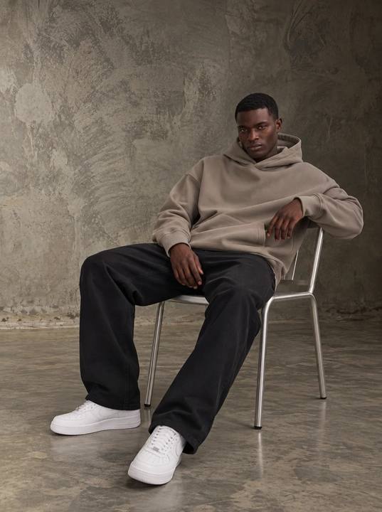 TAUPE BASIC OVERSIZED HOODIE W27N