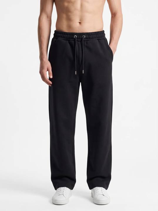 BLACK STRAIGHT-LEG DRAWSTRING SWEATPANTS W27N