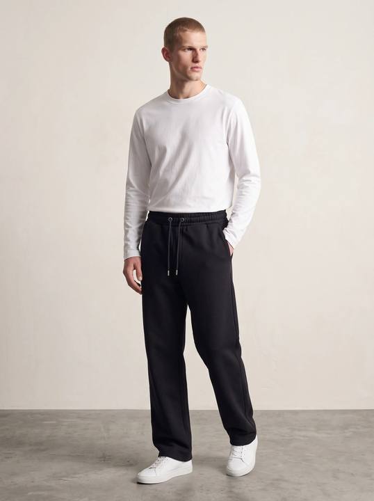 BLACK STRAIGHT-LEG DRAWSTRING SWEATPANTS W27N